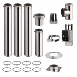 Kit conduit de cheminée 3 tuyaux double paroi isolés 100cm + 1 tuyau 50cm - Ø 130-150-180-200mm